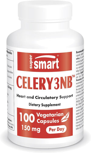 Supersmart - Celery3Nb 150Mg per Day (Patented) - Natural Celery Seed Extract Supplement - Well-Tolerated Phthalides | Non-Gmo & Gluten Free - 100 Vegetarian Capsules