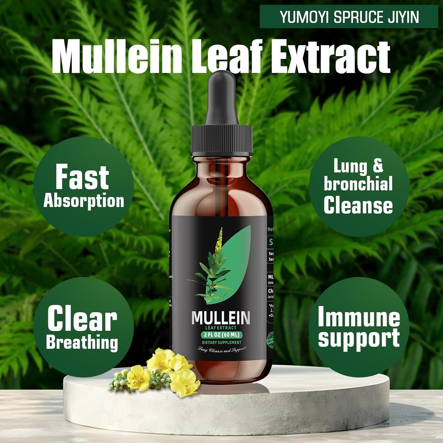 Mullein Drops for Lungs - Mullein Leaf Extract for Lungs Cleanse - Respiratory Lung Health, Herbal Supplement Made in USA Vegan 