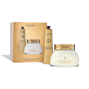 L'Occitane Immortelle Divine Duo Gift Set: Target Wrinkles, Visibly Firm Skin, Improve Skin Elasticity with Body Balm and Hand Cream