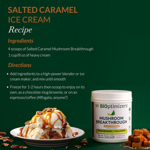 – Mushroom Breakthrough - Salted Caramel - Nootropic Supplement Blended Powder of Mushroom, Collagen & Superfoods: Lion’S Mane, Chaga, Reishi (15 Servings)