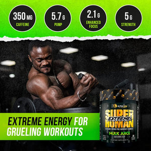 ALPHA LION Superhuman Pump Pre Workout Powder, Nootropic Caffeine & Stim Free Preworkout Supplement, Nitric Oxide Booster, Muscle Gainer, Energy & Focus (42 Servings, Peach Pumps Flavor)