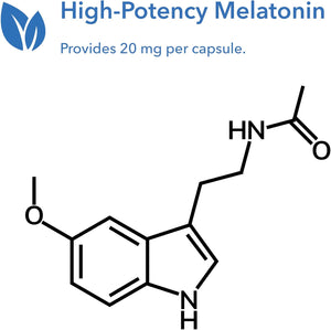 Nutricology Melatonin 20Mg - Pure Melatonin, Extra Strength for Adults, Sleep Aid, High Dose, Organic, Vegetarian Capsules - 60 Count