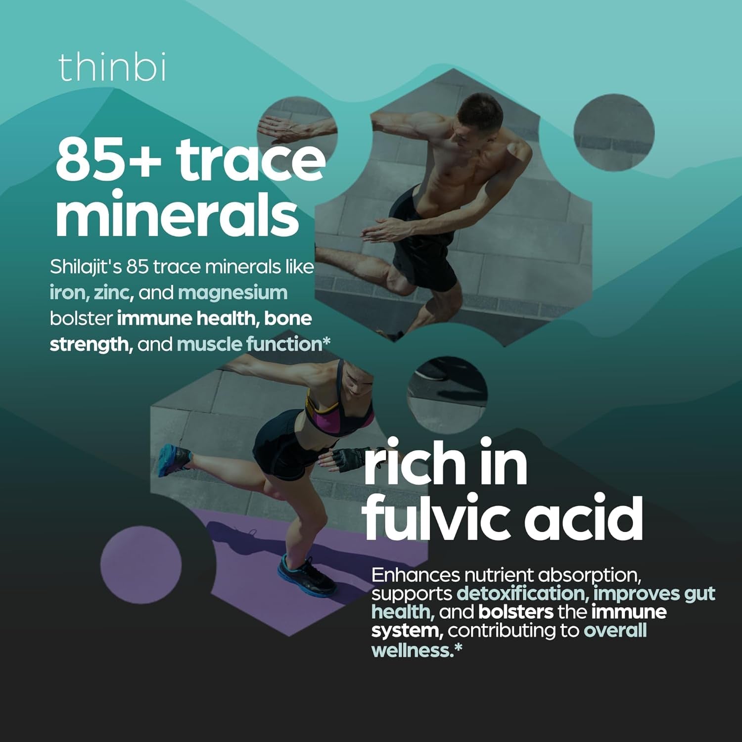 Thinbi Pure Himalayan Shilajit 10000Mg Maximum Potency Organic Capsules 90 Count with Fulvic Acid & Trace Minerals for Enhanced Energy and Immune Support Men & Women Better than Shilajit Resin