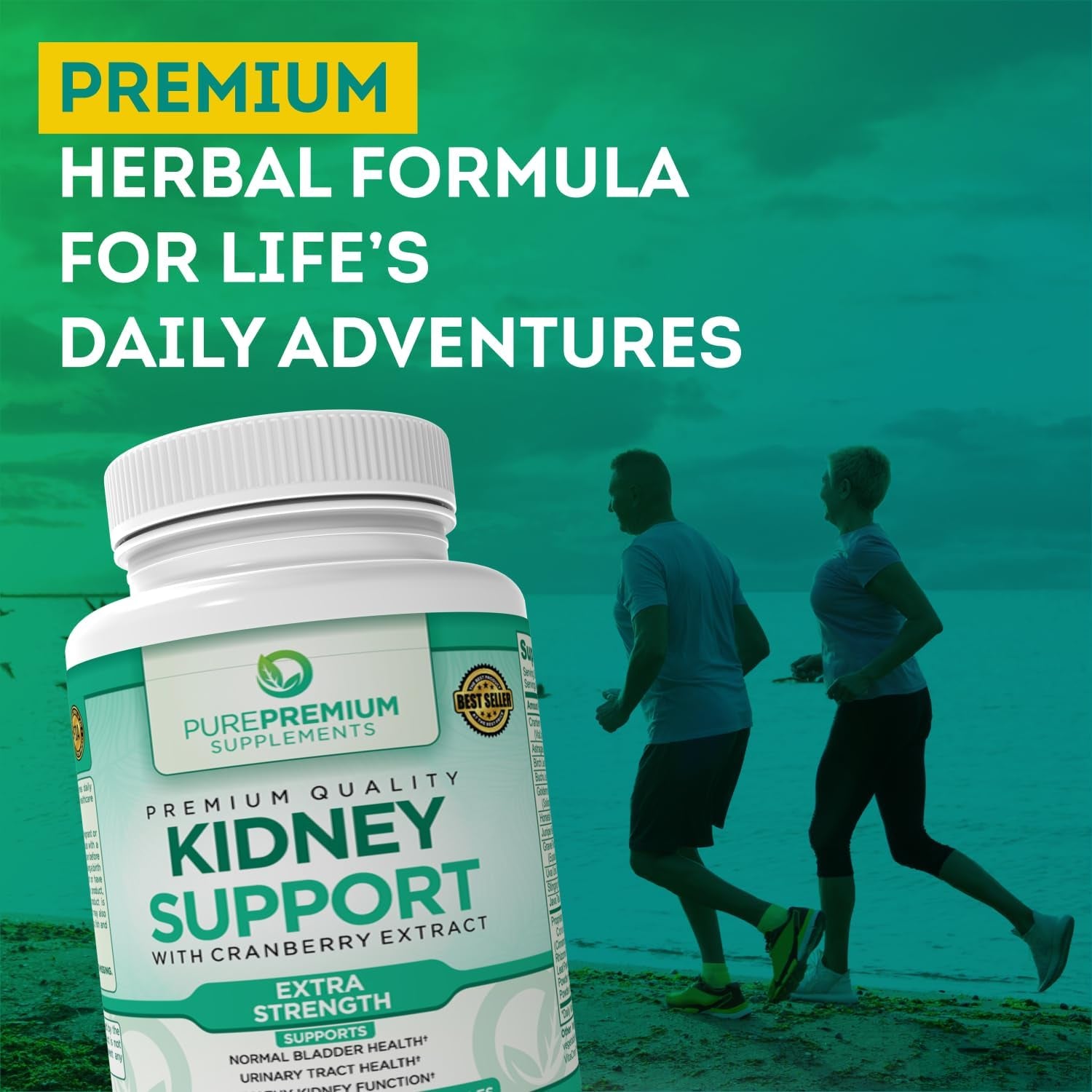 Purepremium Kidney Support Supplement for Men and Women - with Cranberry Extract to Support Urinary Tract, Normal Bladder Function and Supports Kidney'S Health - 4 Months Supply - 120 Capsules 