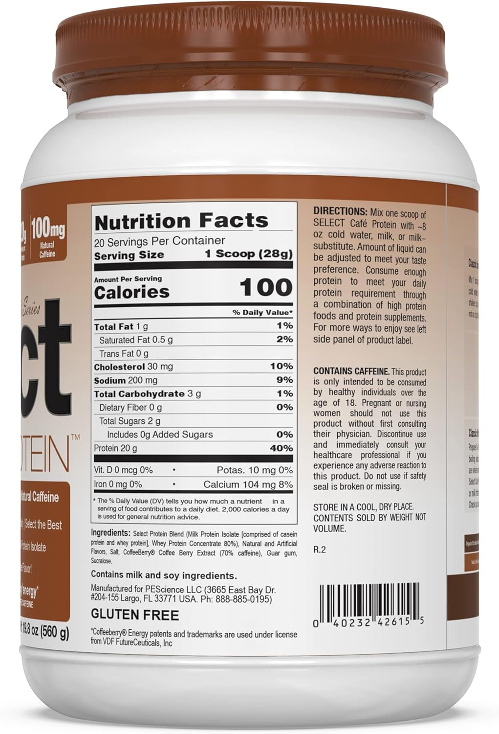 Pescience Select Cafe Protein, Vanilla Sweet Cream, 20 Servings, Coffee Flavored Whey and Casein Blend