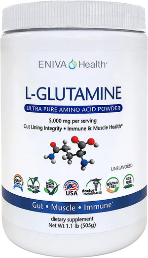 L-Glutamine Pure Powder, Unflavored (101 Servings) | Vegan, Gluten-Free, Sugar-Free, Non-Gmo | Doctor-Formulated, USA Made | Gut Health, Leaky Gut, Bloating, Muscle Health, Immune System 