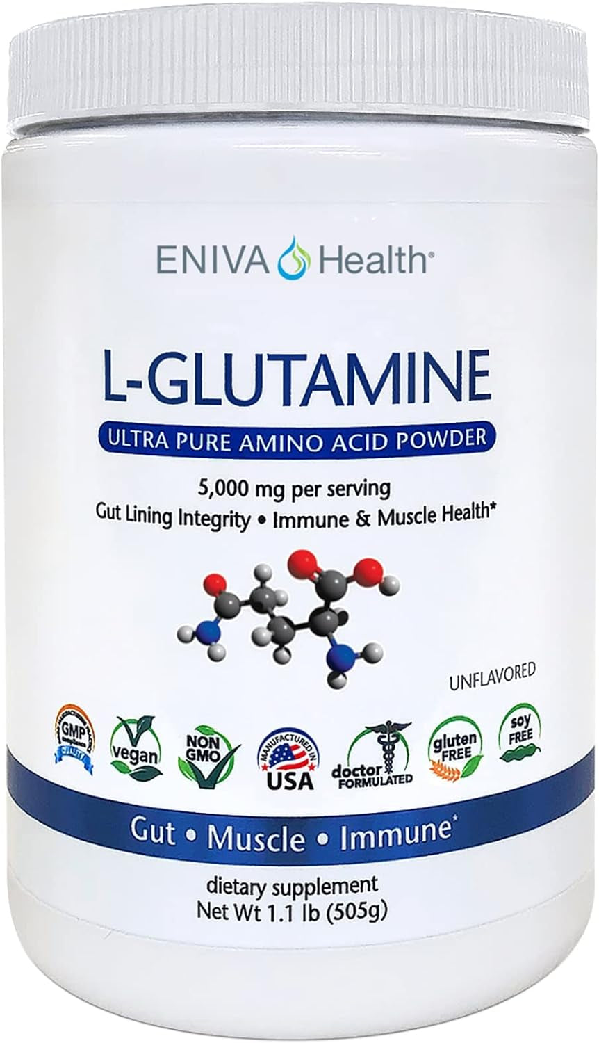 L-Glutamine Pure Powder, Unflavored (101 Servings) | Vegan, Gluten-Free, Sugar-Free, Non-Gmo | Doctor-Formulated, USA Made | Gut Health, Leaky Gut, Bloating, Muscle Health, Immune System 