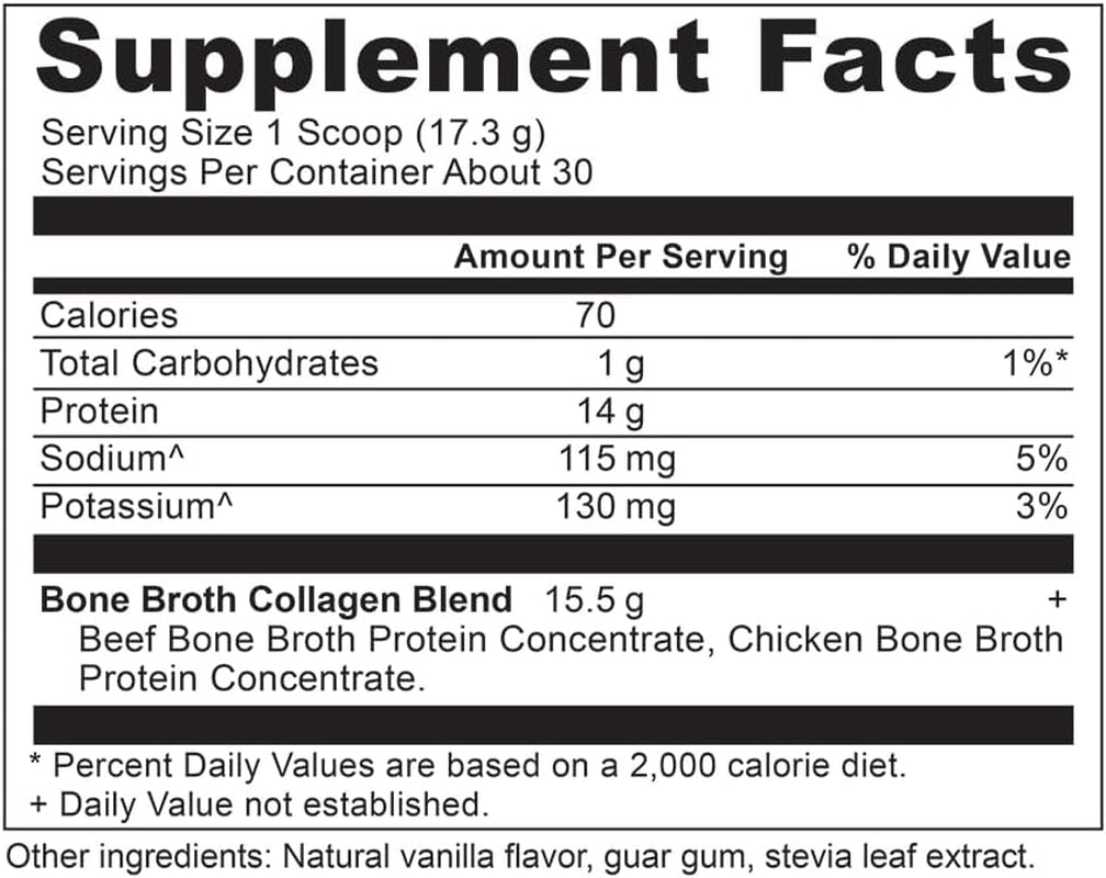 Collagen Powder, Bone Broth Collagen, Vanilla, Hydrolyzed Multi Collagen Peptides, Supports Skin and Nails, Joint Supplement, 30 Servings, 18.3Oz
