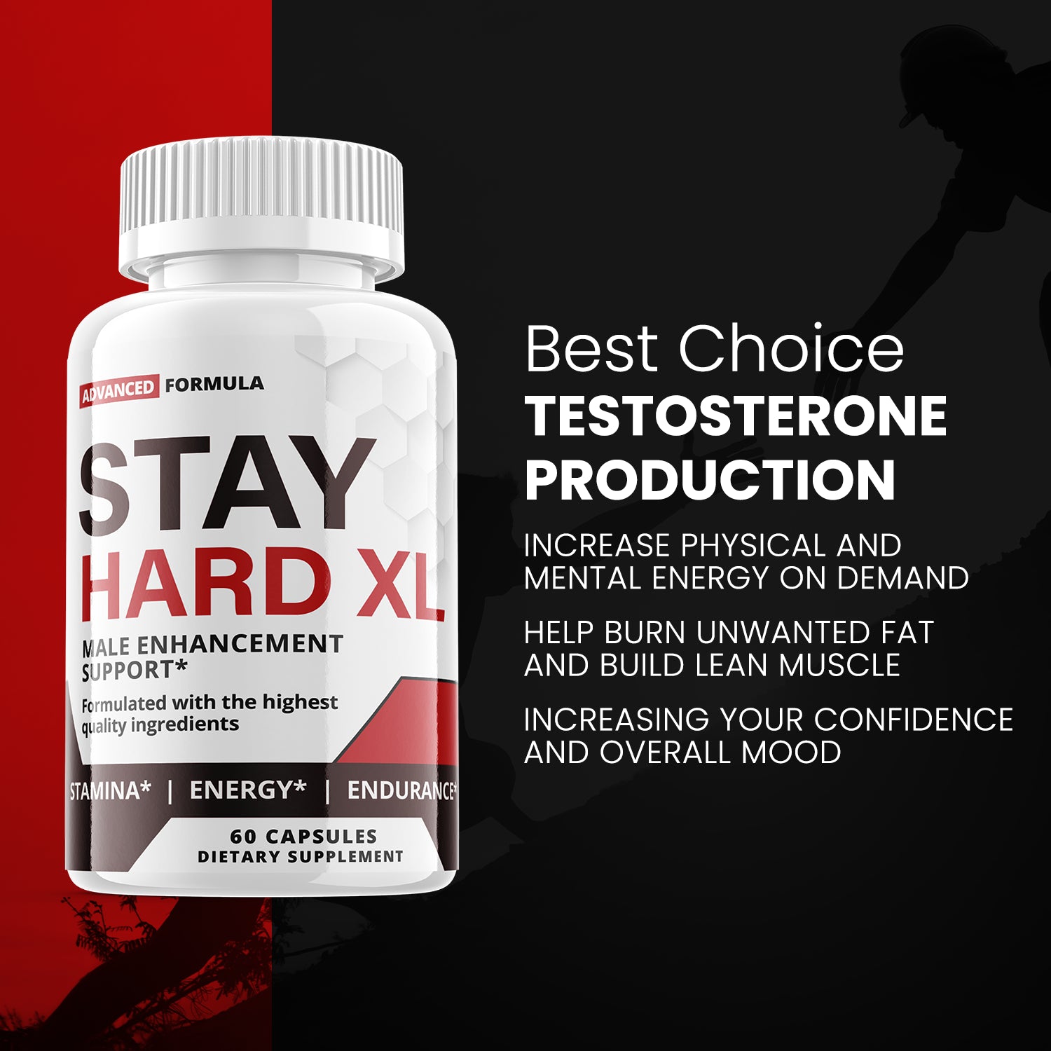Stay Hard XL - Male Virility - 3 Bottles - 180 Capsules