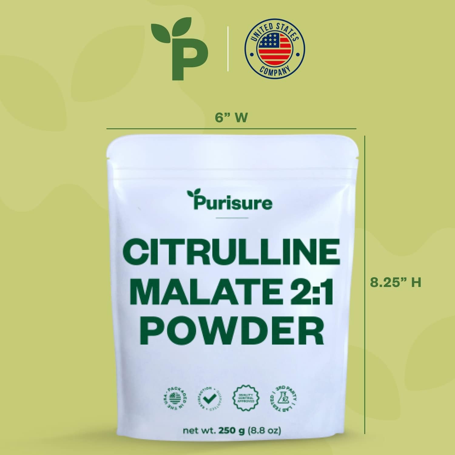 L-Ctrulline Powder 250G, Premium Citrulline 2:1 Malate Supplement for Strength Performance and Energy, Pre-Workout Citrulline Malate Powder - Enhance Muscle Pumps and Recovery - 83 Servings