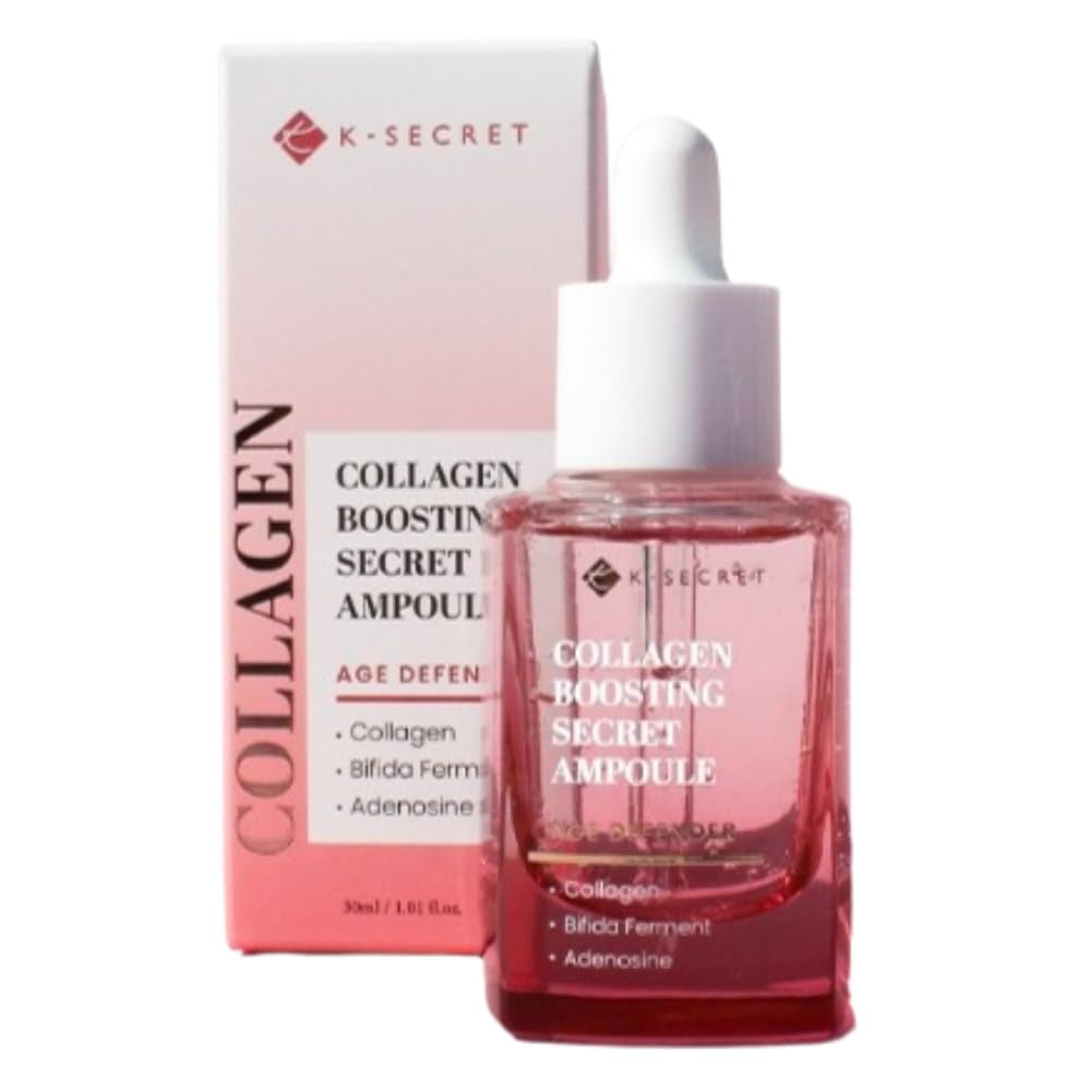 KSECRET Collagen Boosting Ampoule, 1.01Fl.Oz / 30Ml | Korean Skincare | Skin Elasticity Care for All Skin Types with Bifida Ferments, Hyaluronic Acid & Adenosine 