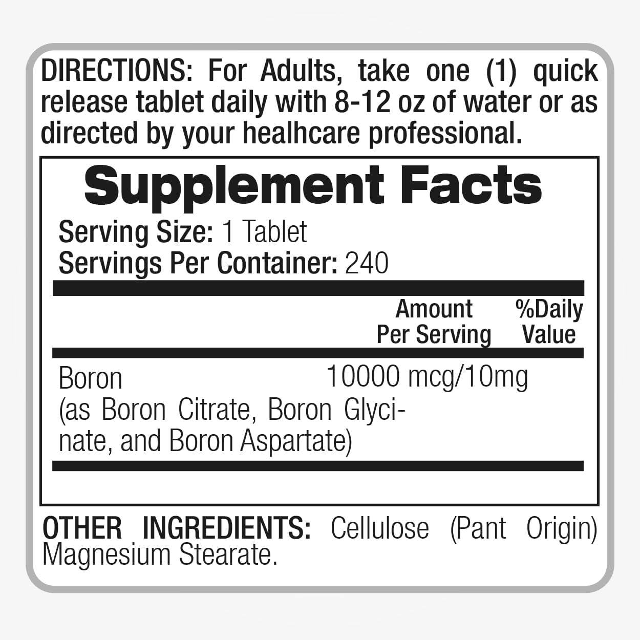 Lab | Boron |10 Mg | 240 Servings | Boron Supplement for Men | Boron Supplement for Women | Boron Supplement | Ultra High Absorption, S.