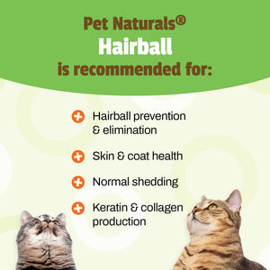 Pet Naturals Hairball - 30 Chicken-Flavored Chews - Cat Supplements & Vitamins for Hairball Control and Digestive Support, Contains No Corn or Wheat​