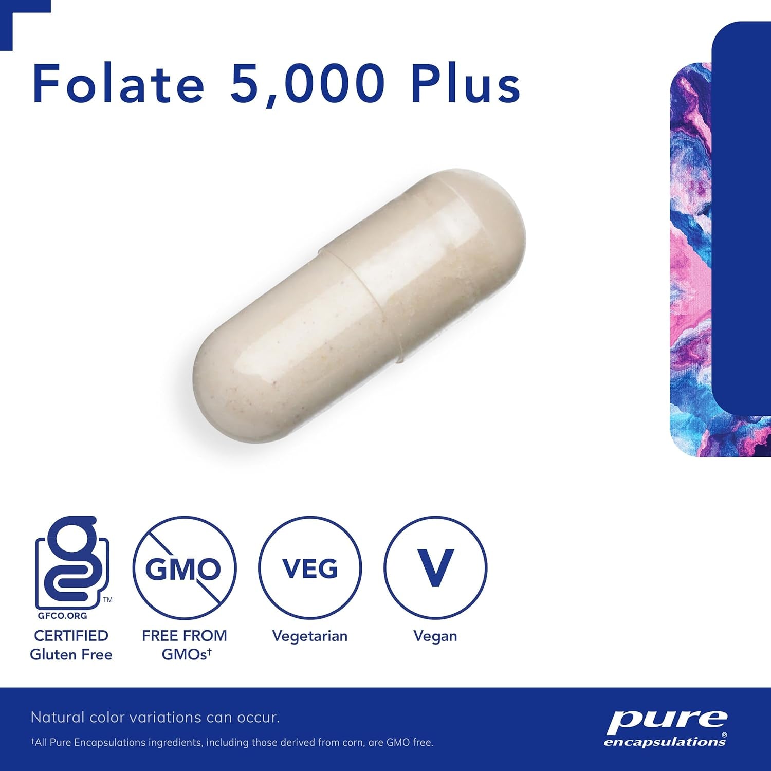 '- Folate 5,000 plus - Activated Folate, Vitamin B12 and B6 Combination - 60 Capsules