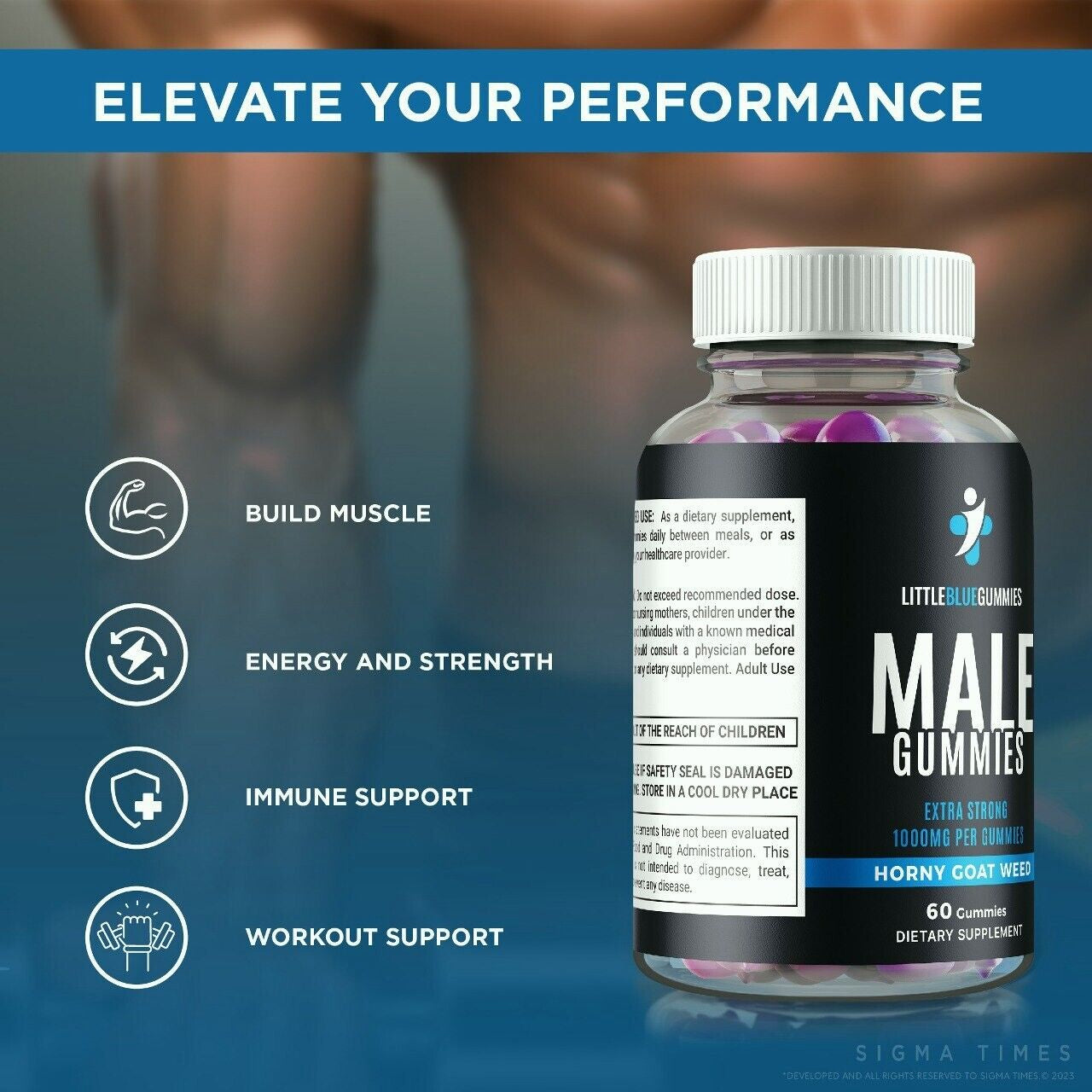 Little Blue Male Gummies to Boost T-Levels for Enhanced Intimate Drive 60Ct