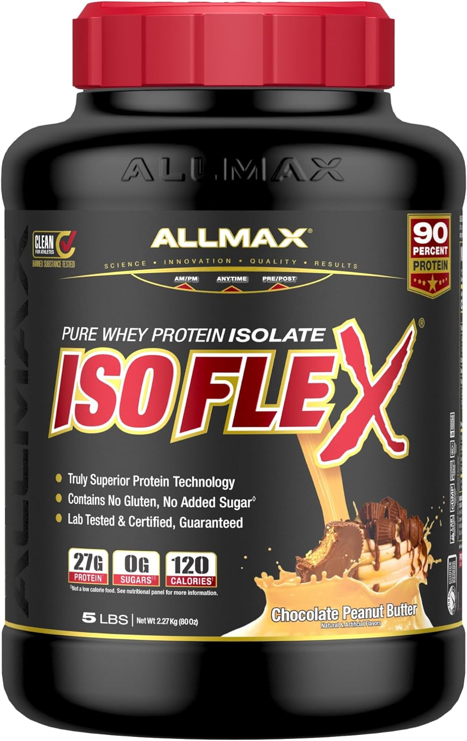 ALLMAX ISOFLEX Whey Protein Isolate, Vanilla - 1 Lb - 27 Grams of Protein per Scoop - Zero Fat & Sugar - 99% Lactose Free - Gluten Free & Soy Free - Approx. 15 Servings 