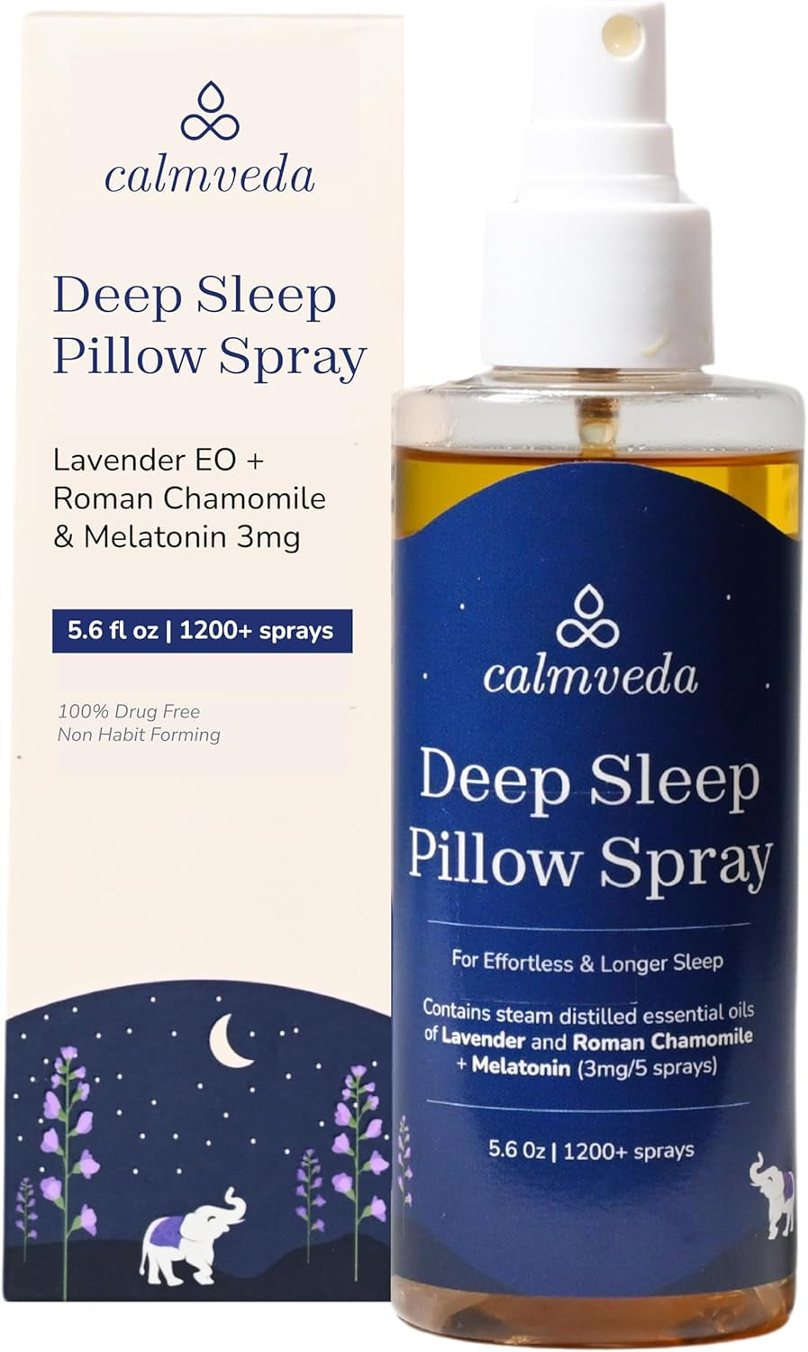 Lavender Pillow Spray for Sleeping - with 3Mg Melatonin & Roman Chamomile (1200+ Sprays) | Natural & Non Habit Forming Deep Sleep Pillow Spray, Melatonin Sleep Spray for Adults