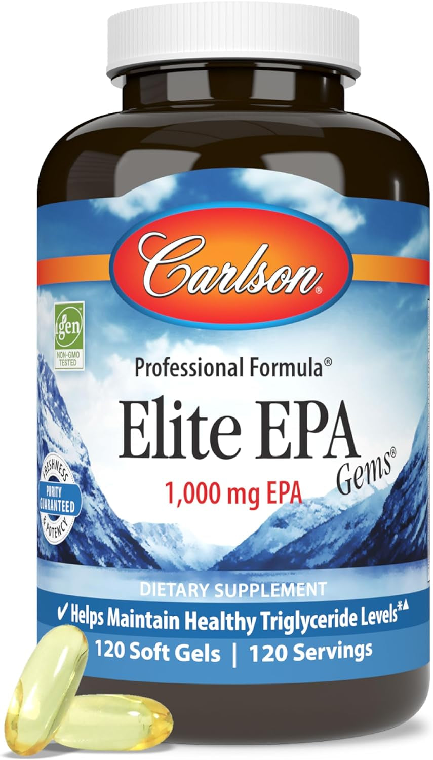 '- Elite EPA Gems, 1000 Mg EPA Fish Oil, Wild-Caught, Norwegian Fish Oil, Sustainably Sourced, Helps Maintain Healthy Triglyceride Levels, 120 Softgels 