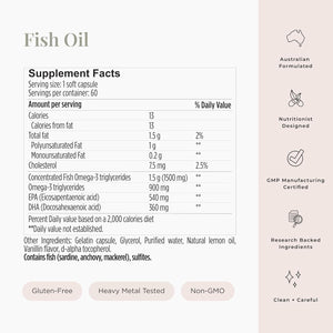 Jshealth High Strength Fish Oil Supplements - Omega 3 Fish Oil - Made with Wild-Caught Fish - Omega 3 Supplement, 60 Capsules
