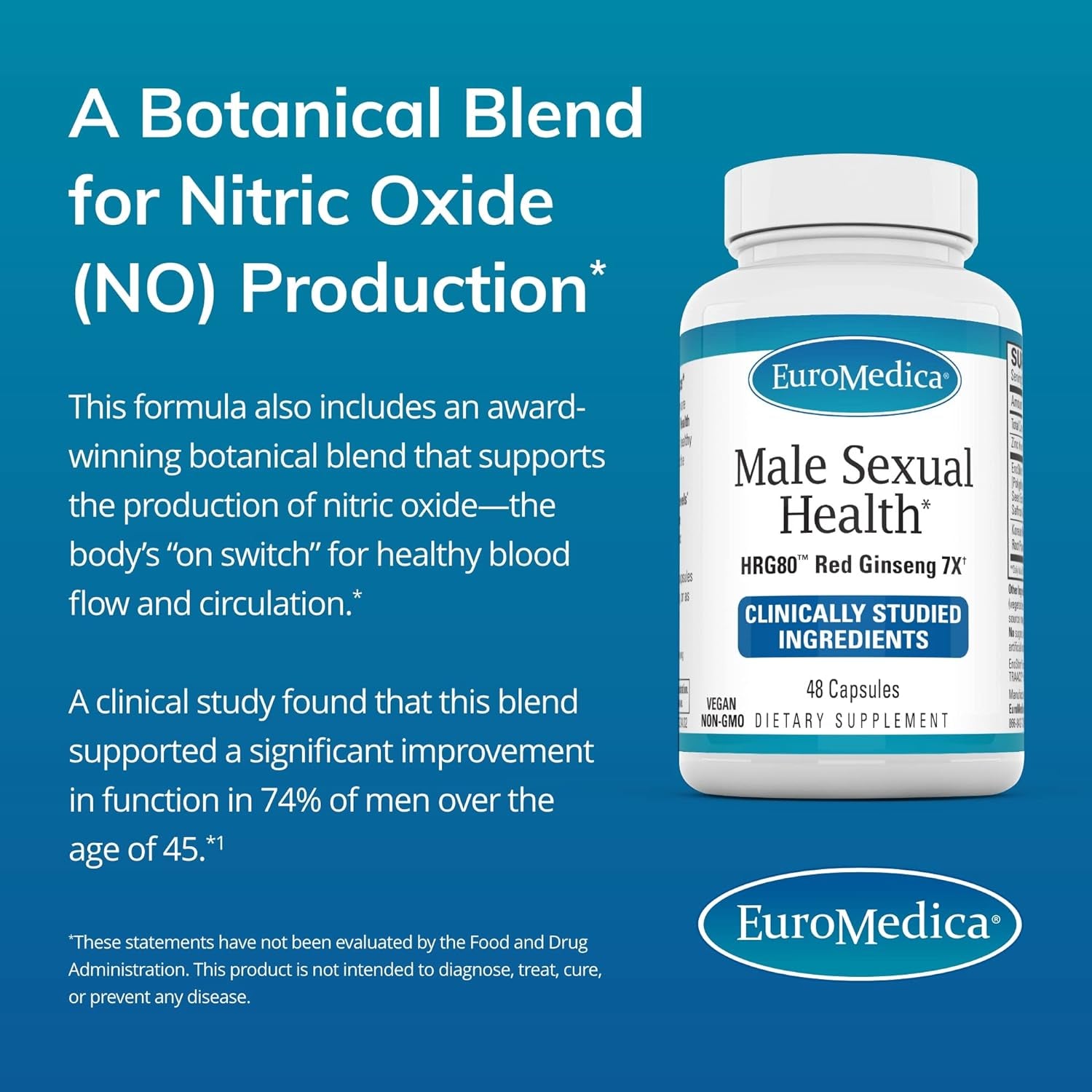 Male Sexual Health - 48 Capsules - Supports Stamina, Performance & Healthy Blood Flow - with HRG80 Ginseng - Non-Gmo, Vegan - 16 Servings