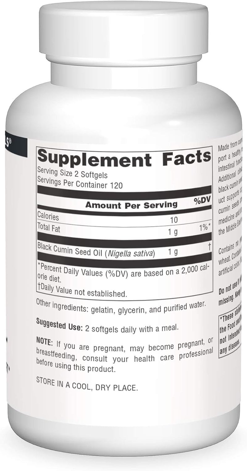 Source Naturals Black Cumin Seed Oil for Respiratory Support -120 Softgels
