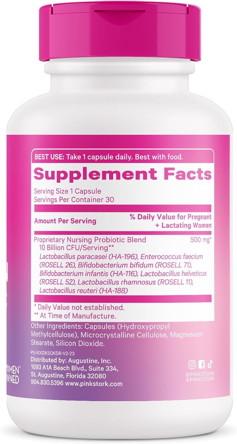 Lactation Probiotic - 10 Billion Cfus Multi Strain Postnatal Probiotics for Breastfeeding Women - Support Breast Milk & Gut Health, Postpartum Essentials, 30 Capsules