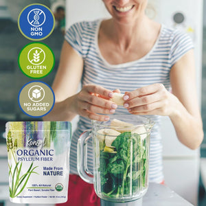 Konsyl Organic Psyllium Fiber - USDA Certified Psyllium Husk Daily Fiber Powder - All Natural Soluble Fiber, Gluten-Free & Sugar-Free - 340G Gusset Bag 