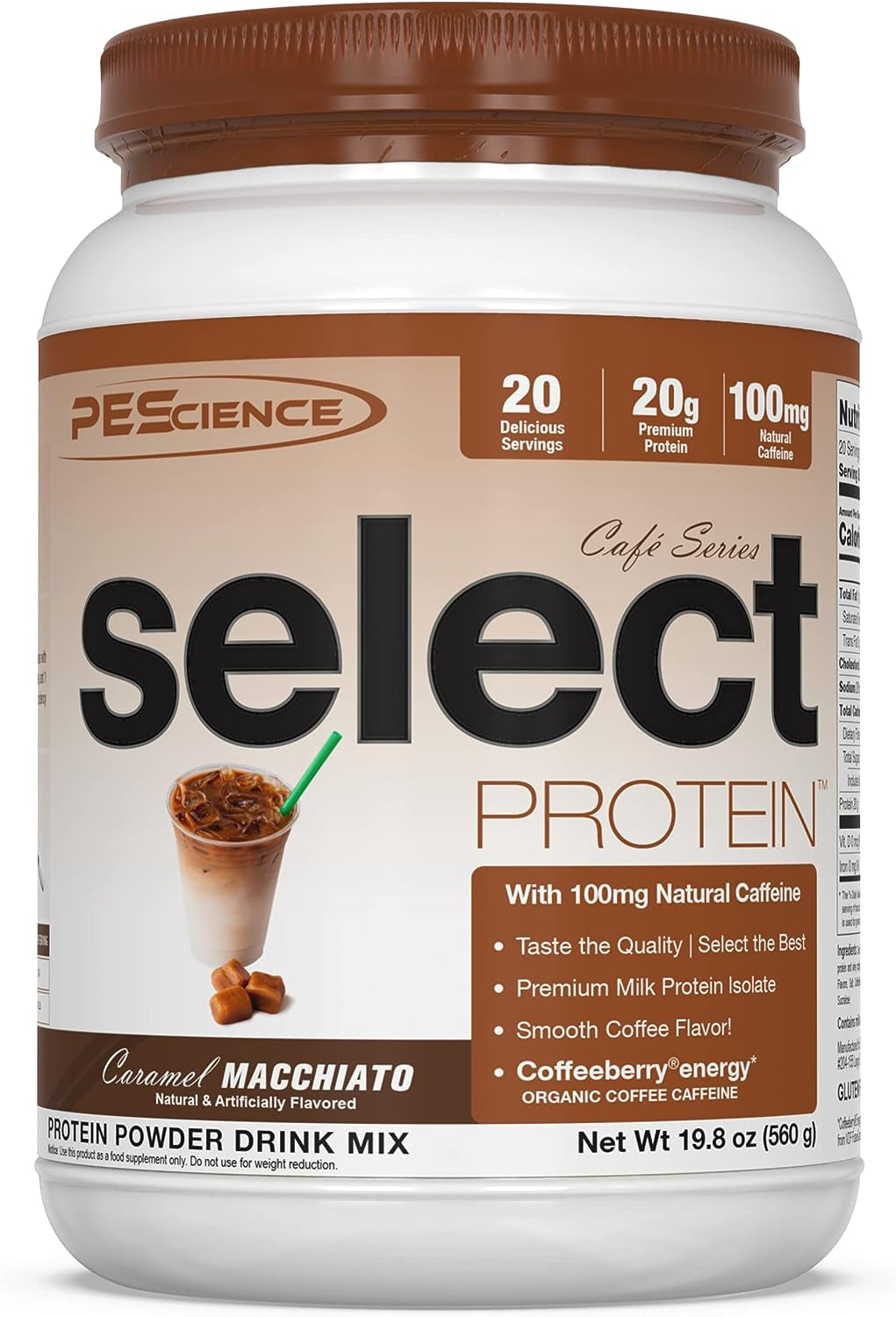 Pescience Select Cafe Protein, Caramel Macchiato, 5 Servings, Coffee Flavored Whey and Casein Blend