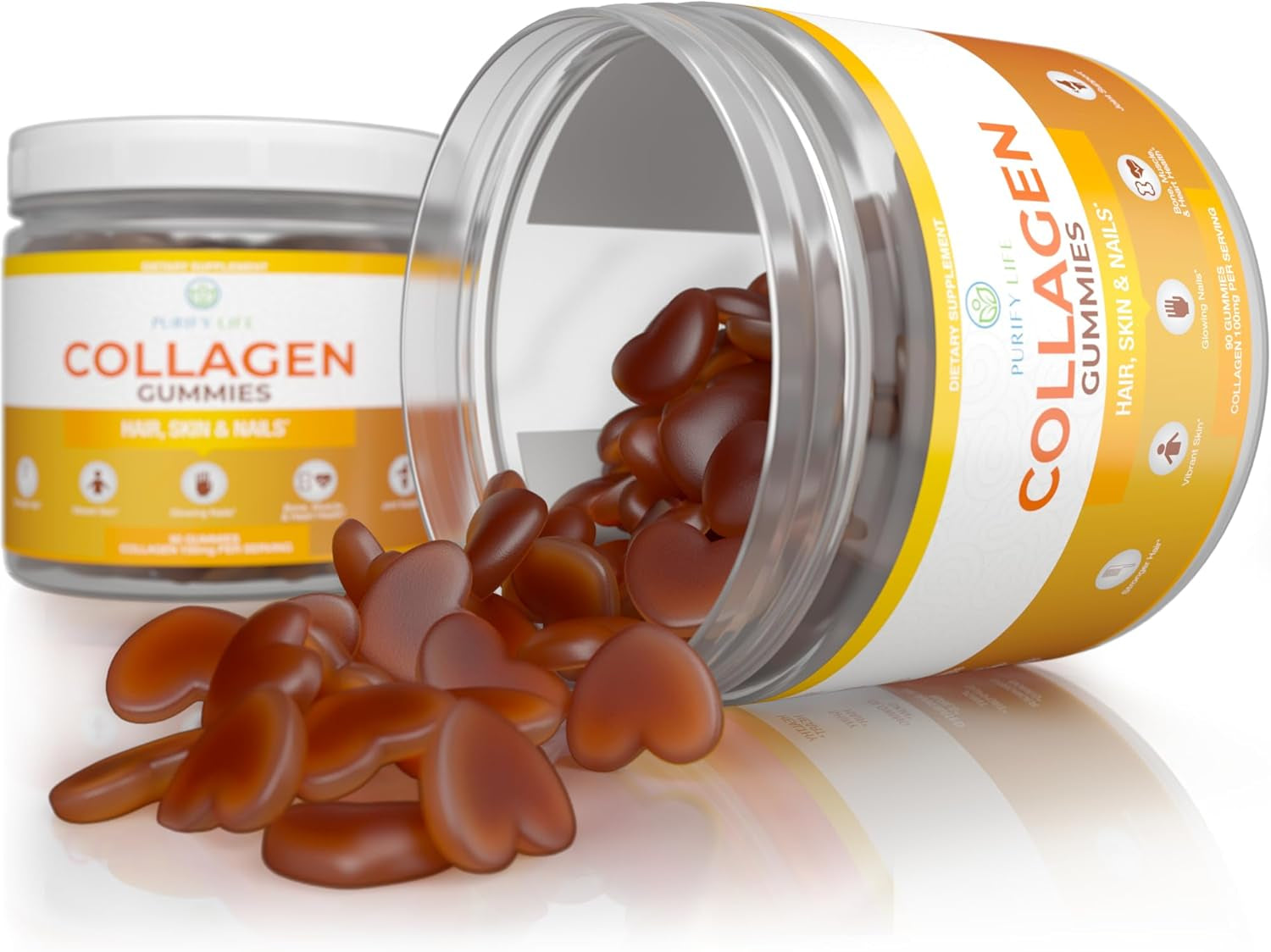 Sugar-Free Marine Collagen Gummies (90 Collagen Chews) Potent 500Mg Collagen Gummy for Hair Growth, Healthier Skin & Nails, Pore Reducer & Elasticity Hydrolyzed, Gluten Free, Non-Gmo, Orange Flavor