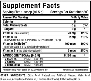 ALLMAX Nutrition AMINOCORE BCAA Powder, 8.18 Grams of Amino Acids, Intra and Post Workout Recovery Drink, Gluten Free, Sweet Tea, 945 G
