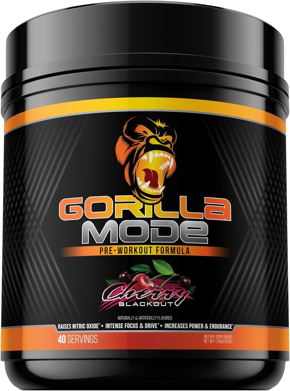 Gorilla Mode Pre Workout - Massive Pumps · Laser Focus · Energy · Power - L-Citrulline, Creatine, L-Tyrosine, Betaine, Hydroprime , Alpha-Gpc, 400Mg 