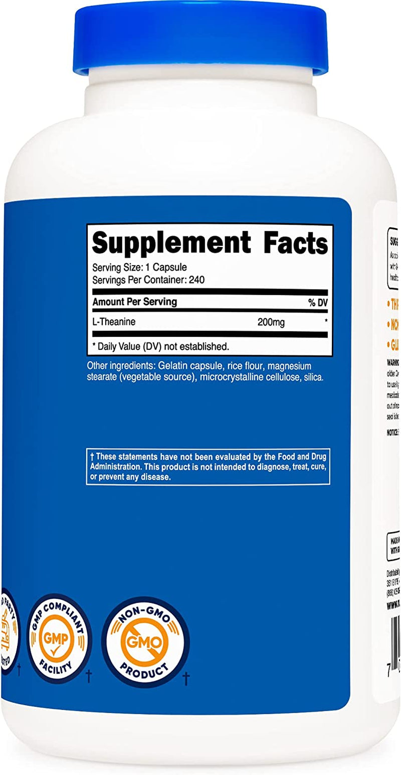 Nutricost L-Theanine 200Mg, 240 Capsules - Double Strength