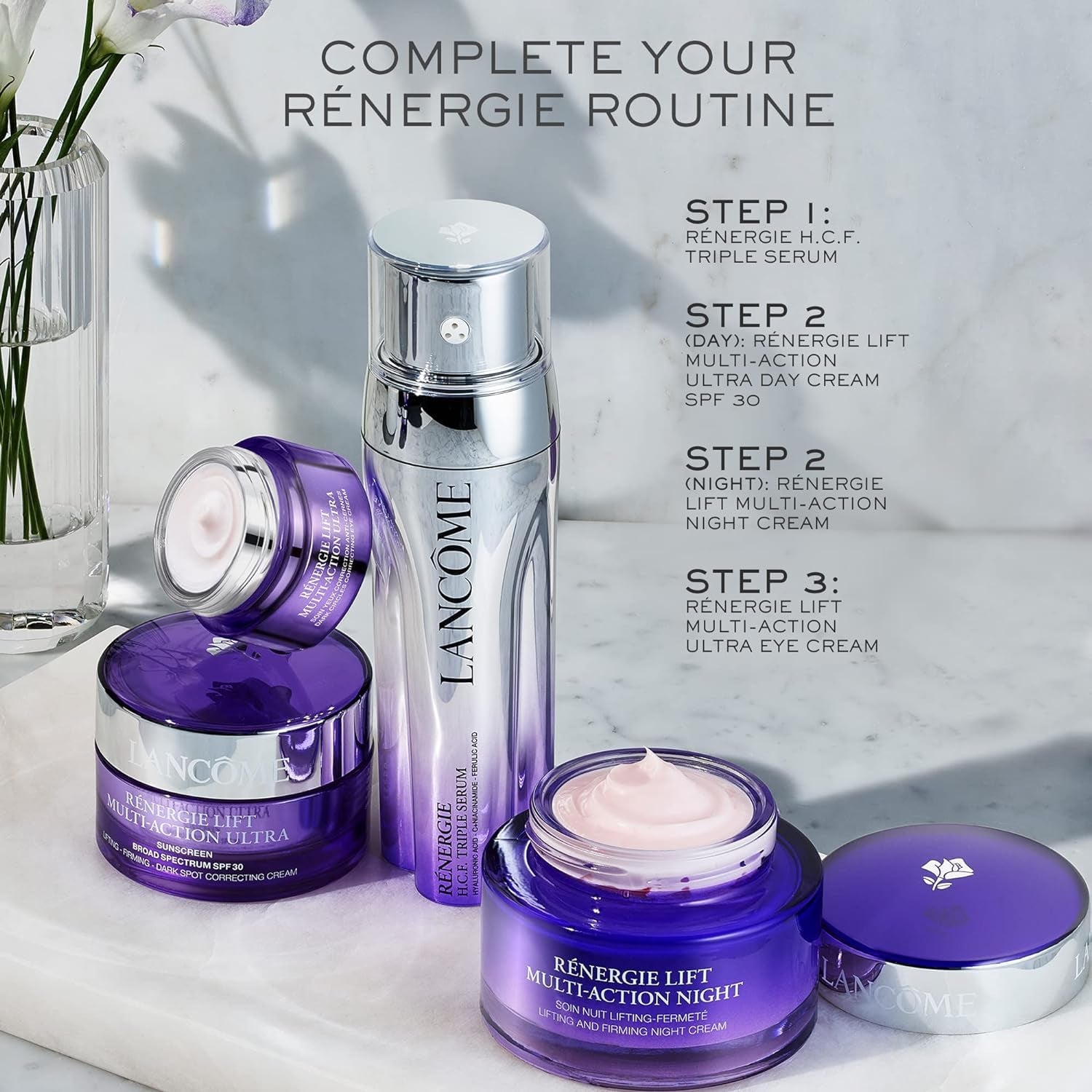 Lancôme Rénergie H.C.F. Triple Serum - Hyaluronic Acid Serum for Visible Correction of anti Aging Signs & Dark Spots - with Vitamin C+, Niacinamide & Ferulic Acid - 1.69 Fl Oz