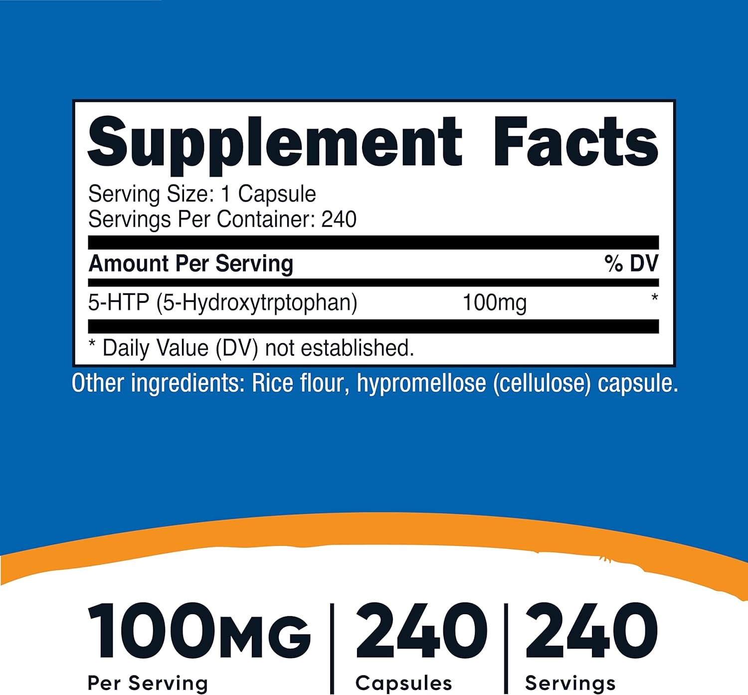 Nutricost 5-HTP 100Mg, 240 Vegetarian Capsules (5-Hydroxytryptophan) - Non-Gmo & Gluten Free