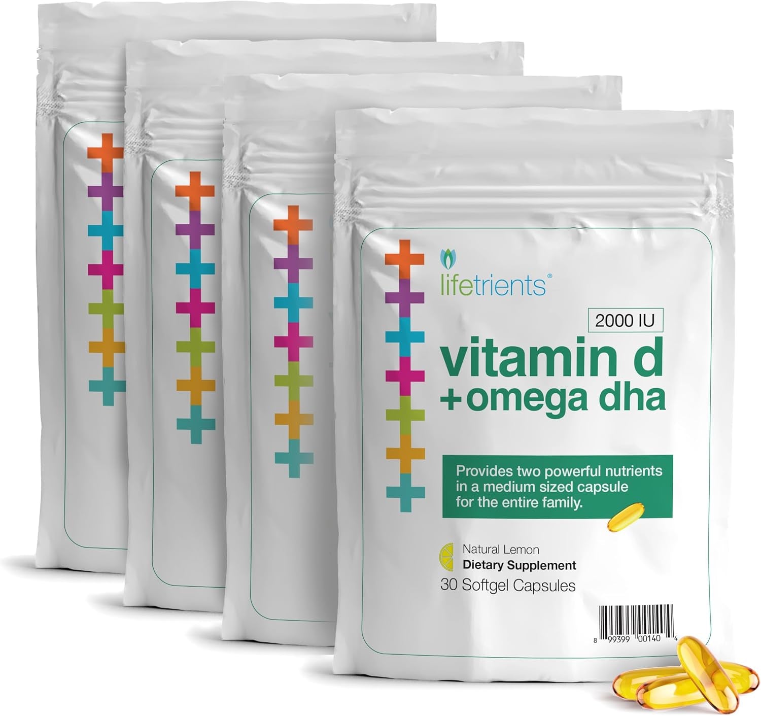 Premium Omega-3 Fish Oil & Vitamin D3 Softgel Capsules - 375Mg DHA Boost + 2000 IU - Zesty Lemon Flavor Fish Oil Supplements for Women and Men - USA 