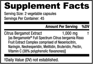 Nutrabio Citrus Bergamot Bergamonte Extract Supplement, 1,000Mg - May Help Promote Cardiovascular Health and Wellness, 90 Capsules 
