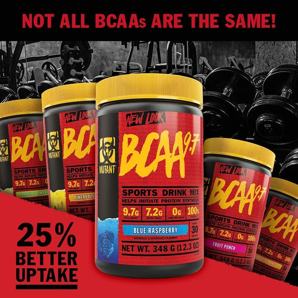 Mutant BCAA 9.7 Supplement BCAA Powder with Micronized Amino Energy Support Stack, 348G - Blue Raspberry
