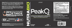 Nutrabio Peako2 Workout Supplement, 180 Capsules - Mushroom Blend Supplement to Help Enhance Athletic Performance and Overall Health, 60 Servings