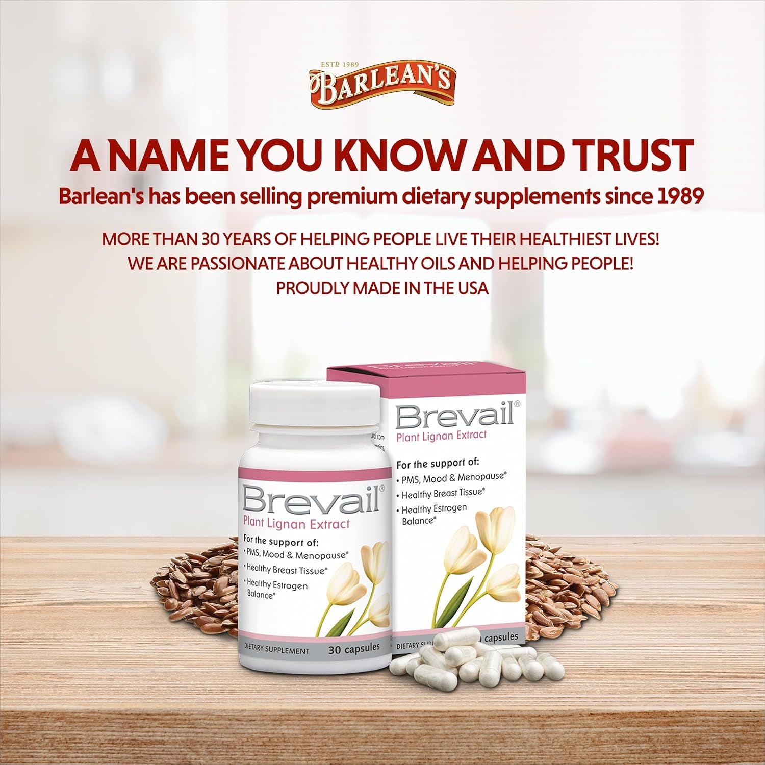 Plant Lignan Extract Capsules, Proactive Breast Health Supplement with 50 Mg SDG Lignans from Flax Seed Hulls for Healthy Estrogen Balance & PMS Mood Support Pills, 30 Count