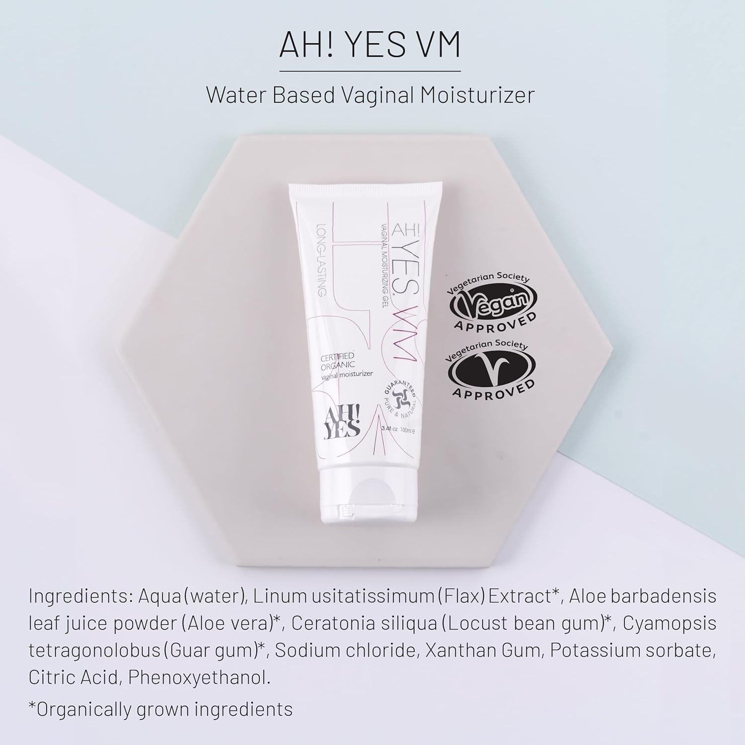 AH! YES® VM Water Based Vaginal Moisturizer | Long Lasting & Fast Acting for Vaginal Dryness & Irritation | Ph Matched | Estrogen Free | Certified Organic & Natural (30 X 0.17 Fl Oz Applicators) 