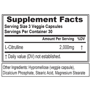 L-Citrulline2000 Nitric Oxide Supplement for Men -  High Strength L Citrulline Capsules for Enhanced Muscle Strength Recovery and Intense Pumps - Plant Based Nitric Oxide Booster