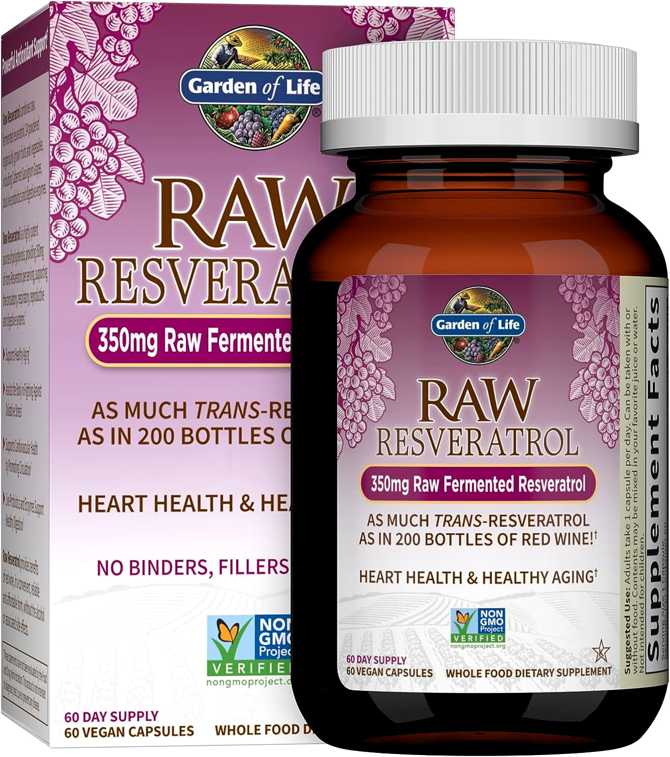 Heart Resveratrol Supplement - Raw Whole Food Antioxidant Formula for Heart Health, 60 Capsules 
