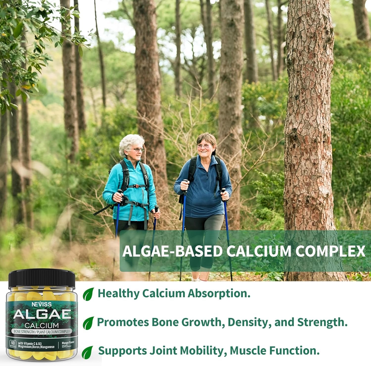 NEVISS Nicotinamide 500Mg Gummies + Marine Algae Calcium Gummies Bundle