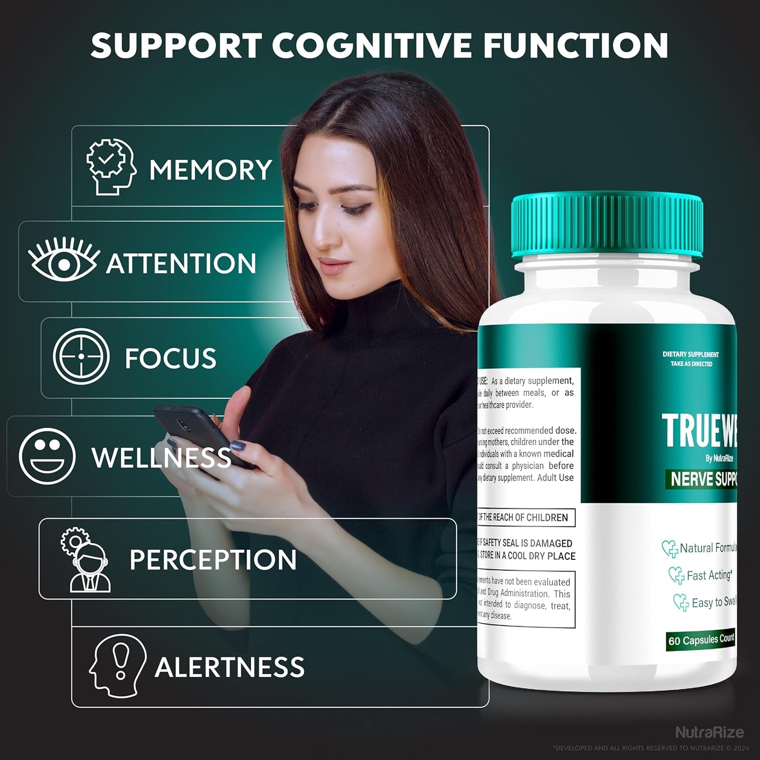 Truewell Capsules, Nerve Support Neuropathy Supplement, All Natural Body Support Formula, Maximum Strength Vitamin Pills 1000 MG, True Well Official Reviews (60 Capsules)