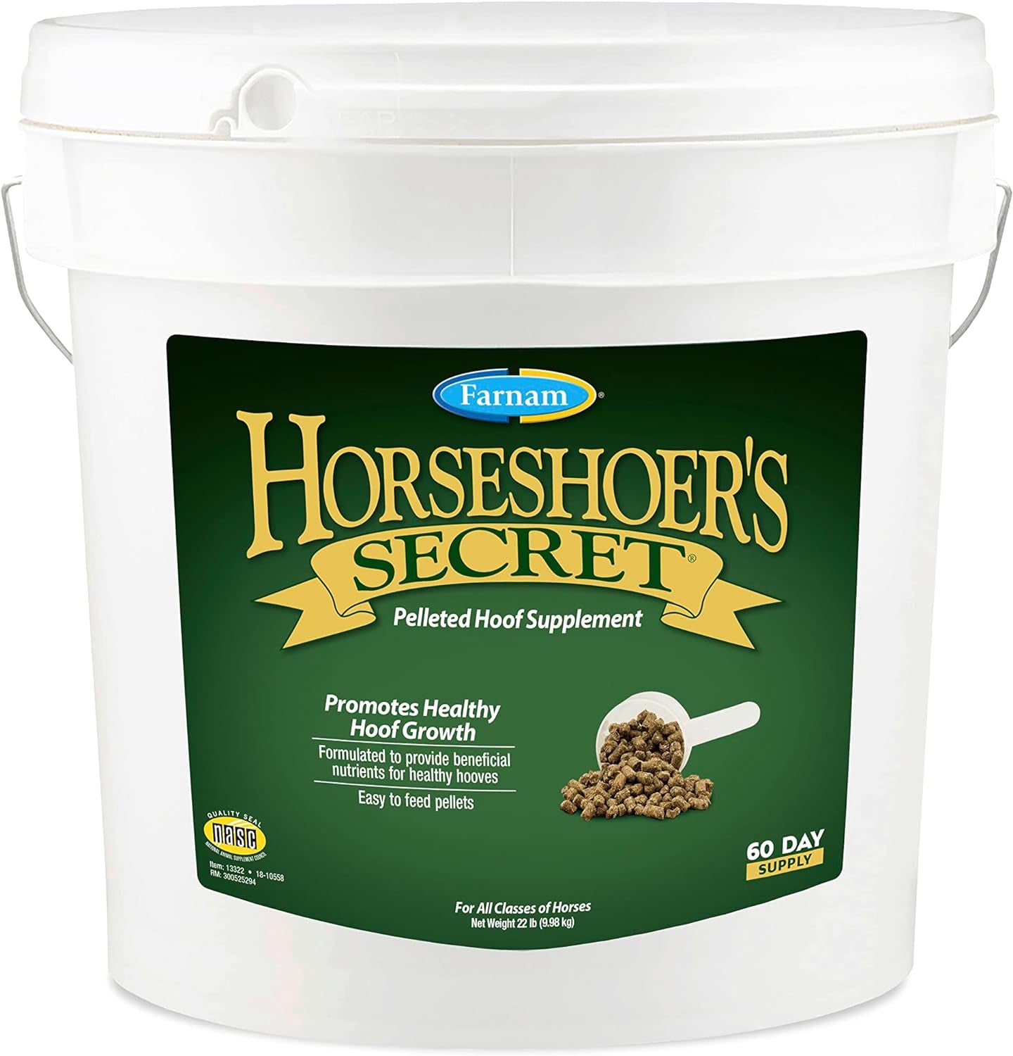Farnam Horseshoer'S Secret Pelleted Hoof Supplements, Promotes Healthy Hoof Growth, Maintains Hoof Walls & Supports Cracked Hooves, 11 Lbs., 30 Day Supply 