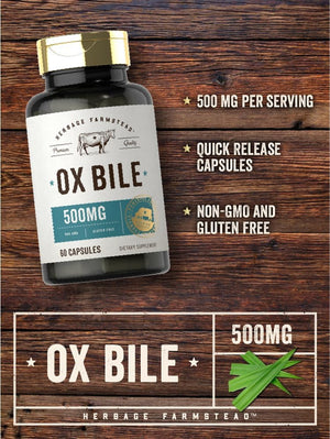Carlyle Ox Bile Supplement | 500Mg | 60 Capsules | Digestive Enzyme | Non-Gmo & Gluten Free | by Herbage Farmstead