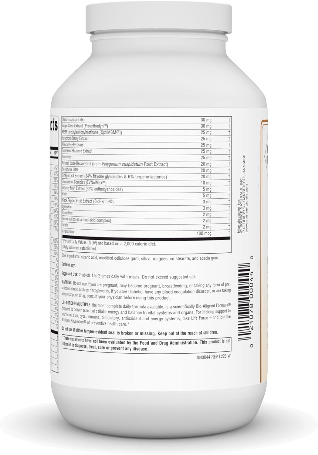Source Naturals Life Force Multiple No Iron Energy Activator Complete Bio-Aligned Daily Vitamin - 90 Tablets