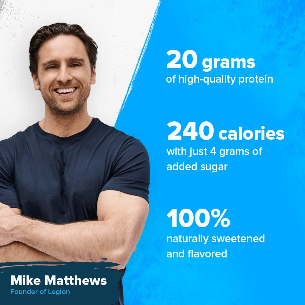 Legion Protein Bar Blueberry Muffin - 100% Whey Protein, Soy Free Protein Bars with Prebiotic Fiber - Low Fat Healthy Protein Bar - Gluten Free, Naturally Flavored, Low Sugar Protein Bars (12 Count)