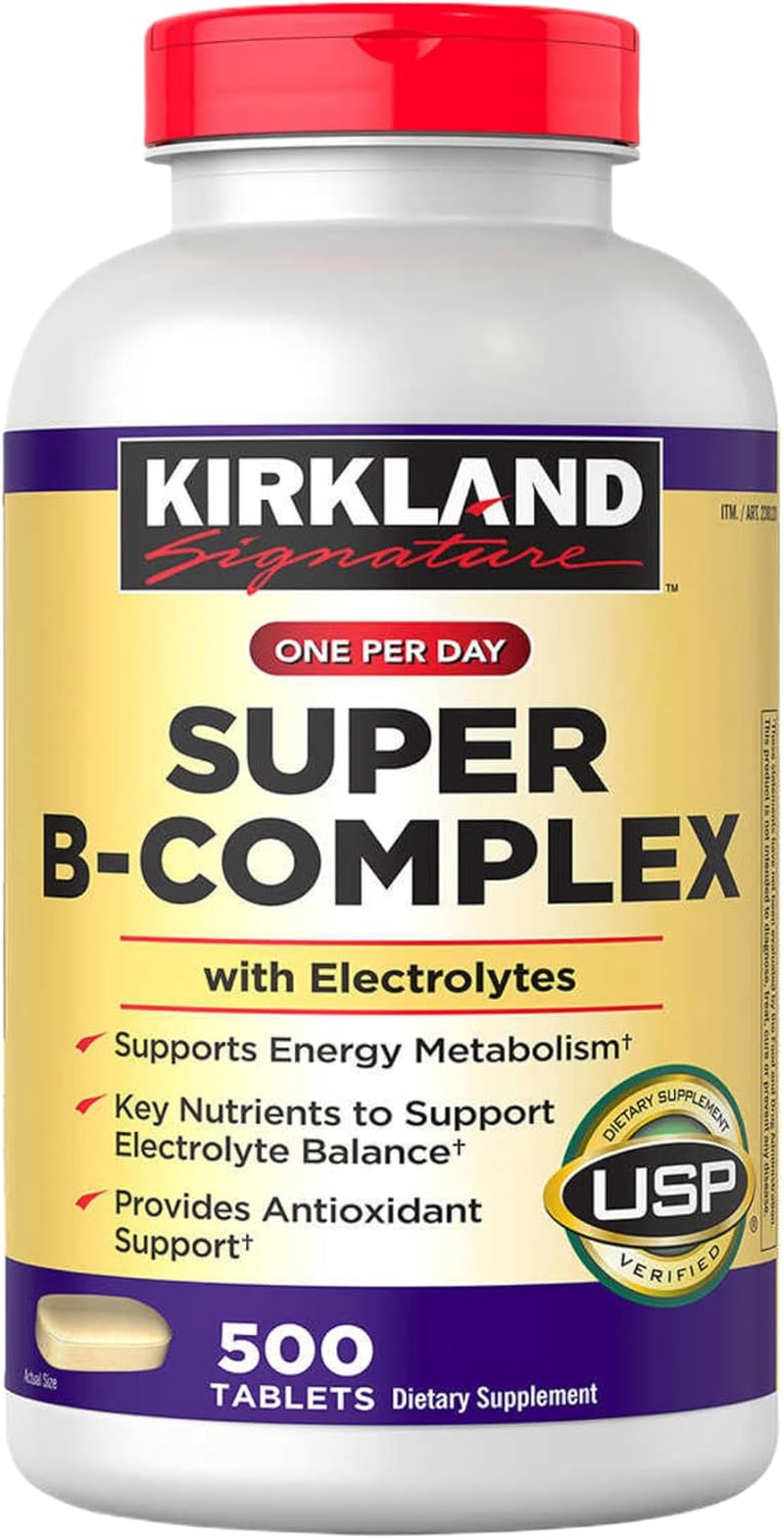 Kirk-Land Signature Super B-Complex with Electrolytes, 500 Tablets Bundle | Includes 8 B Vitamins, Electrolytes and Vitamin C | 500 Days Supply 