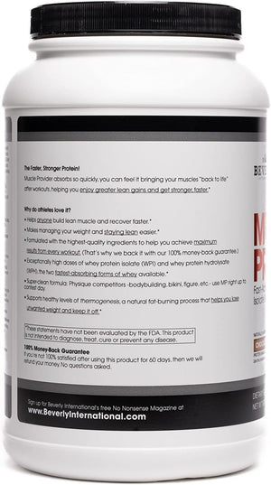 Beverly International Muscle Provider, 30 Servings, Chocolate. Super-Fast-Absorbing Whey Protein Powder for Recovery, Lean Muscle. Fills Your Muscles, Not Your Stomach. Tastes like Ice Cream! 